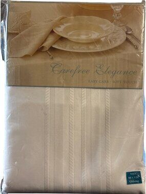 Bardwil Carefree Elegance Tablecloth 60 x 120 Oblong White Polyester Easy Care S
